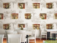 Mẫu giấy dán tường 3d cho quán cafe